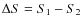 $\Delta S = S_1-S_2$