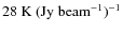 $28~{\rm K~(Jy~beam^{-1})^{-1}}$