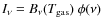 $I_{\nu} = B_{\nu}(T_{\rm gas})~\phi(\nu)$