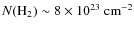 $N(\rm H_2)\sim8\times10^{23}~\rm {cm^{-2}}$