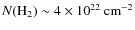 $N(\rm H_2)\sim4\times10^{22}~\rm {cm^{-2}}$