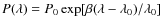 $P(\lambda)=P_0 \exp[\beta(\lambda-\lambda_0)/\lambda_0]$