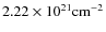 $2.22 \times 10^{21} {\rm cm^{-2}}$