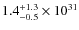 $1.4^{\rm +1.3}_{-0.5}\times10^{31}$