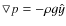 $\bigtriangledown p = - \rho g\hat{y}$