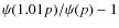 $\psi(1.01p)/\psi(p) - 1$