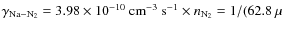 $\gamma_{{\rm Na-N}_2} = 3.98\times10^{-10}~{\rm cm}^{-3}~{\rm s}^{-1} \times n_{{\rm N}_2} = 1/(62.8~\mu$
