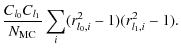$\displaystyle \frac{C_{l_0} C_{l_1}}{N_{\rm MC}} \sum_i ( r^2_{l_0,i} - 1)(r^2_{l_1,i} - 1).$