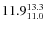 $\rm 11.9_{11.0}^{13.3}$