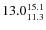 $\rm 13.0_{11.3}^{15.1}$