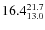 $\rm 16.4_{13.0}^{21.7}$