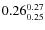 $\rm0.26_{0.25}^{0.27}$