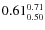 $\rm0.61_{0.50}^{0.71}$
