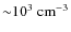 ${\sim} 10^3~{\rm cm}^{-3}$