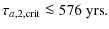 $\displaystyle %
\tau_{a,2,{\rm crit}} \la 576~{\rm yrs}.$