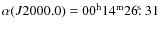 $\alpha(J2000.0)=00^{\rm h}14^{\rm m}26\hbox{$.\!\!^{\rm s}$ }31$