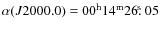 $\alpha(J2000.0)=00^{\rm h}14^{\rm m}26\hbox{$.\!\!^{\rm s}$ }05$