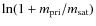 $\ln (1+m_{\rm pri}/m_{\rm sat})$