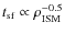 $t_{\rm sf} \propto \rho_{\rm ISM}^{-0.5}$
