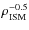 $\rho_{\rm ISM}^{-0.5}$