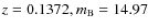 $z=0.1372, m_{\rm B}=14.97$