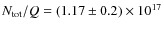 $N_{\rm {tot}}/Q = (1.17\pm0.2) \times 10^{17}$