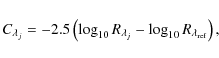 \begin{displaymath}C_{\lambda_j}=-2.5\left( \log_{10} R_{\lambda_j} -
\log_{10} R_{\lambda_{\rm ref}}\right),
\end{displaymath}