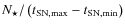 $N_{\star }/\left (t_{{\rm SN,max}}-t_{{\rm SN,min}}\right )$