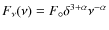 $F_{\nu}(\nu) = F_\circ \delta^{3+\alpha} \nu^{-\alpha}$