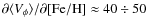 $\partial \langle V_\phi \rangle/ \partial {\rm [Fe/H]}\approx 40\div 50$