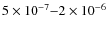 $5 \times 10^{-7}{-}2 \times 10^{-6}$