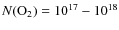 $N(\rm O_2) = 10^{17}-10^{18}$