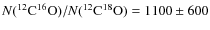 $N(^{12}{\rm C^{16}O})/N(^{12}{\rm C^{18}O}) = 1100\pm 600$