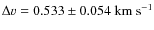 $\Delta v = 0.533\pm 0.054\ensuremath{~{\rm km~s^{-1}}} $