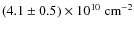$(4.1\pm 0.5)\times 10^{10}\ensuremath{~{\rm cm^{-2}}} $