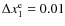$\Delta x_1^{\rm e}=0.01$