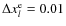 $\Delta x_l^{\rm e}=0.01$
