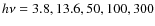 $h\nu = 3.8, 13.6, 50, 100, 300$