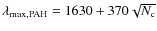 $\lambda_{\rm max,PAH} =1630 + 370\sqrt{N_{\rm c}}$