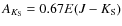 $A_{K_{{\rm S}}}=0.67E(J-K_{{\rm S}})$