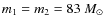 $m_1=m_2=83~M_{\odot}$