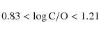\begin{displaymath}0.83 < \log {\rm C/O} < 1.21 \end{displaymath}