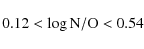 \begin{displaymath}0.12 < \log {\rm N/O } < 0.54 \end{displaymath}