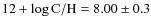 $12 + \log {\rm C/H} = 8.00 \pm 0.3$