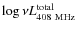 $\log{\nu L_{{\rm 408~MHz}}^{{\rm total}}}$