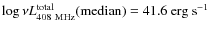 $\log{\nu L_{{\rm 408~MHz}}^{{\rm total}}} {\rm (median)}= 41.6~{\rm erg}~{\rm s}^{-1}$