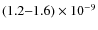 $(1.2{-}1.6)\times 10^{-9}$