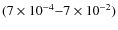 $(7\times 10^{-4}{-}7\times 10^{-2})$