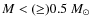 $M < ({\geq})0.5~M_{\odot}$
