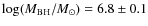 $\log (M_{\rm BH}/M_\odot) = 6.8\pm 0.1$